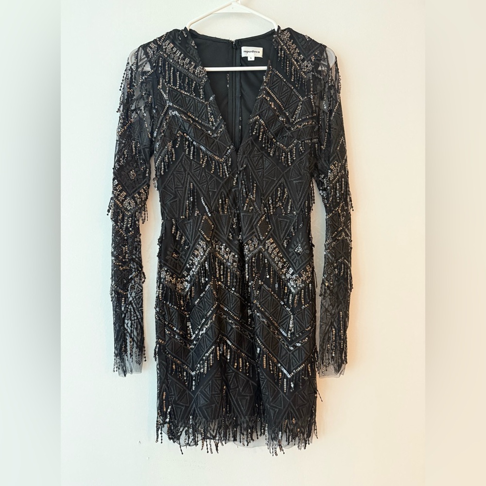 Elegant Dark Navy Sequin Dress for New Years